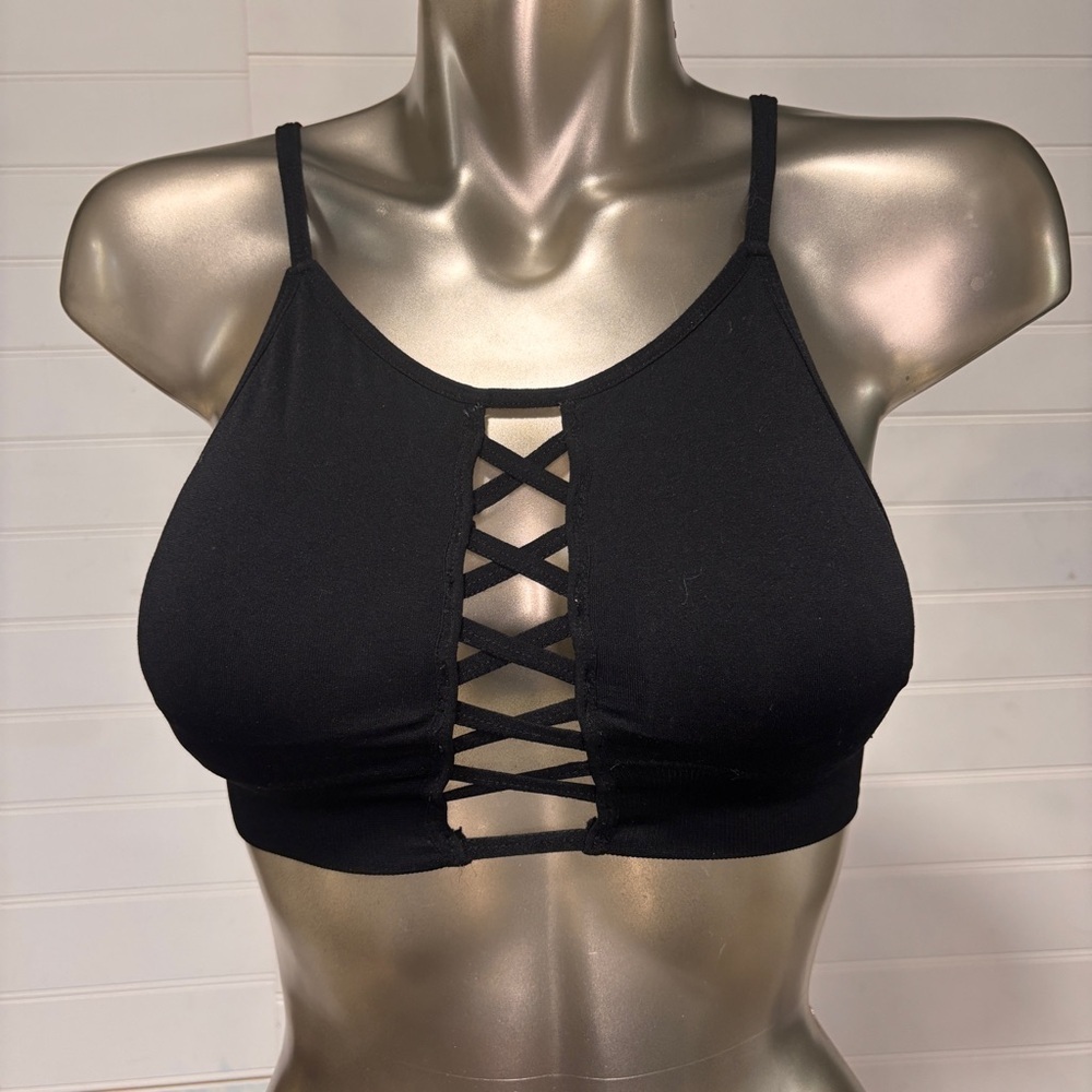 Black Criss-Cross Sports Bra/Bralette XS